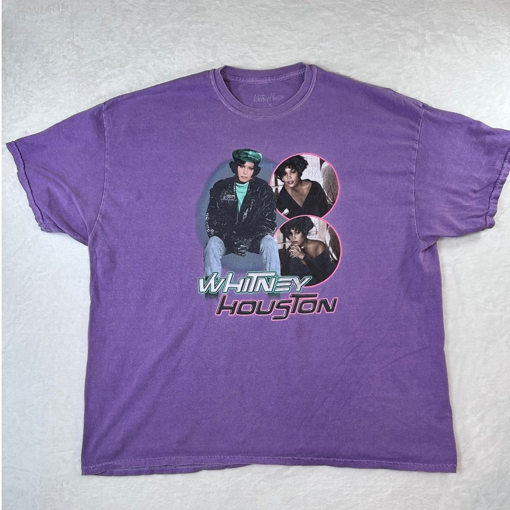 Whitney Houston Graphic T-Shirt Purple Vintage Style Music Tee XL